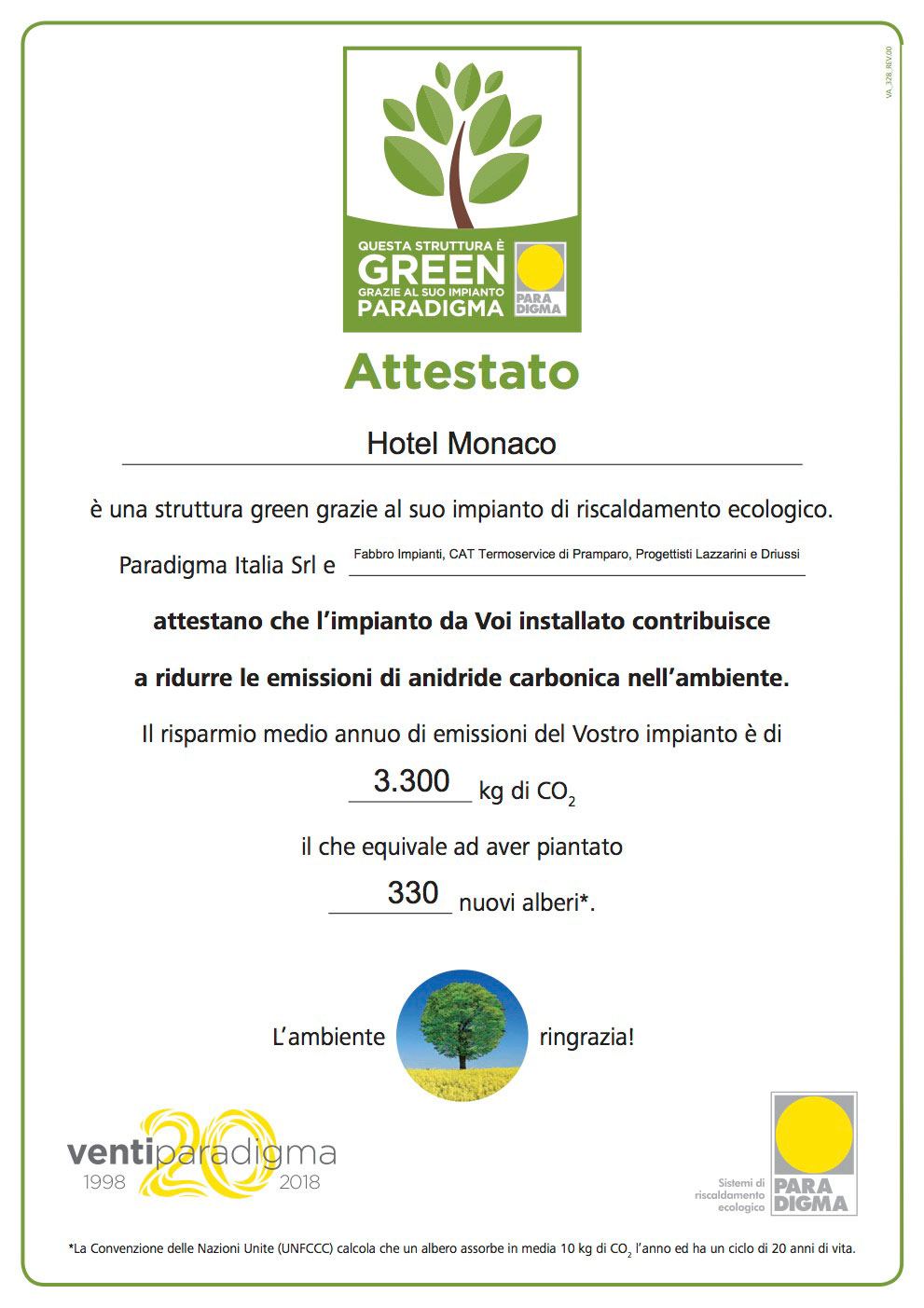 Attestato Strutture Green Hotelmonaco Piccinin Ok